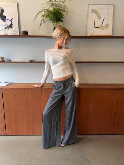 Janey suit pants with yellow pinstripes - Grey