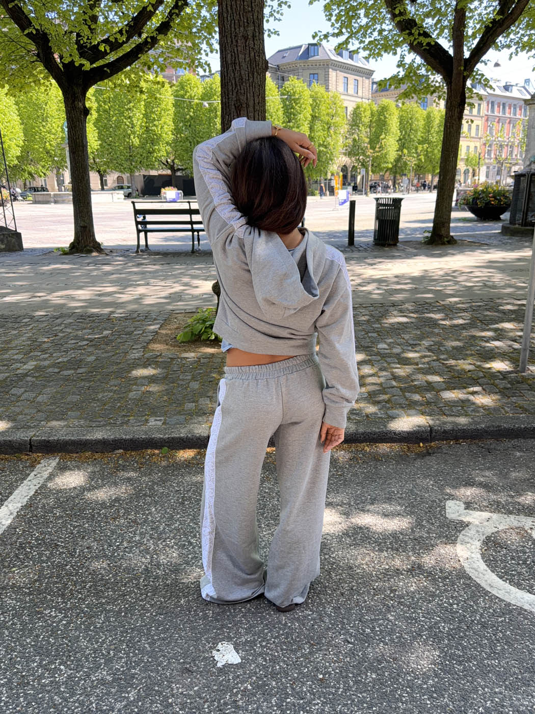 Obban sweatpants with lace - Grey/white
