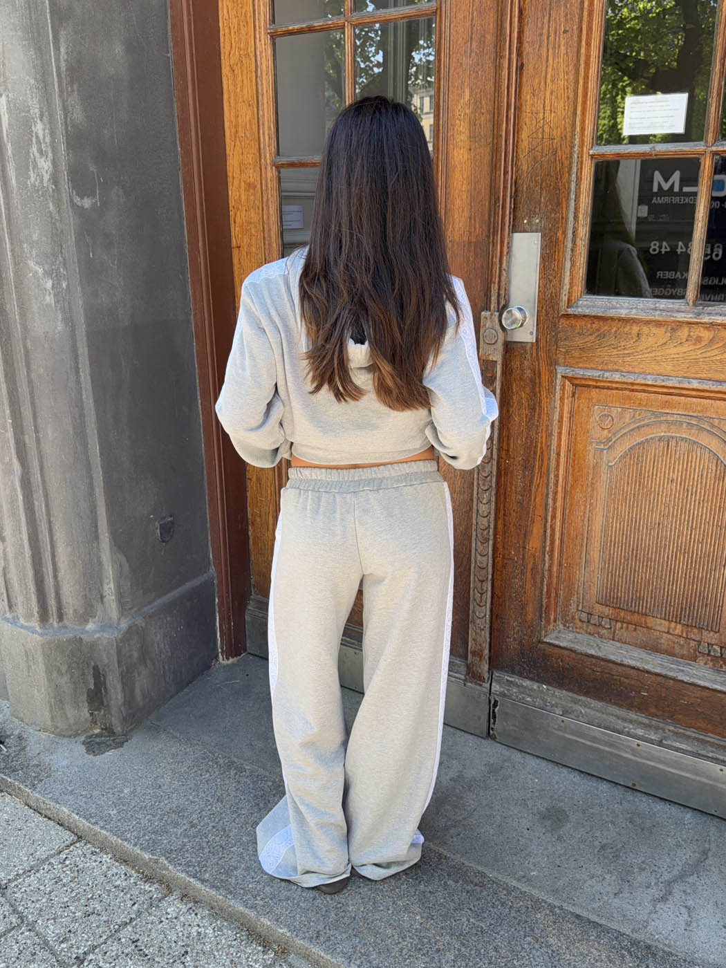 Obban sweatpants with lace - Grey/white