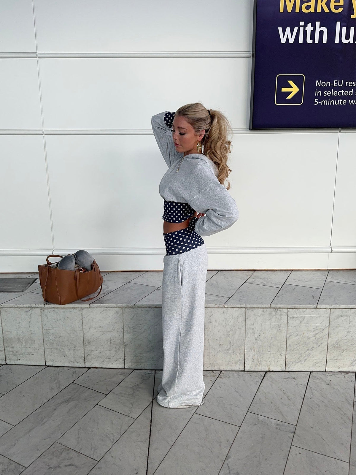 May sweatpants with polka dots - Grey/navy/white