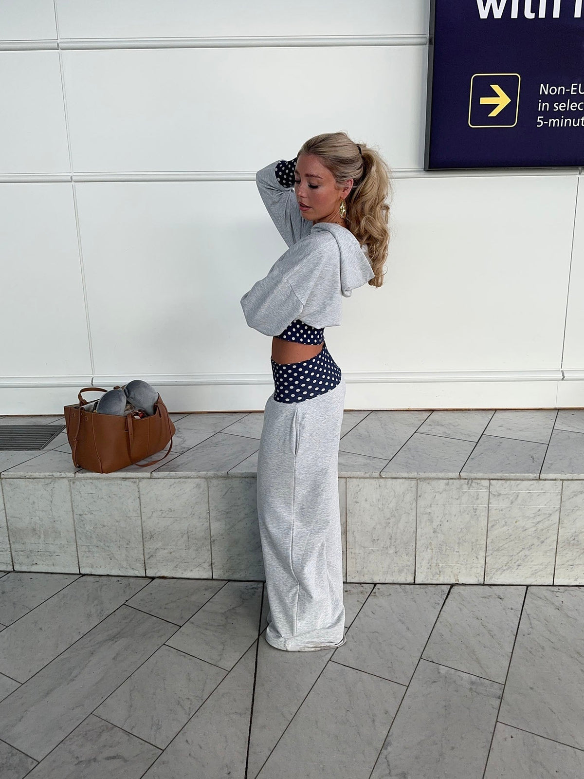 May sweatpants with polka dots - Grey/navy/white