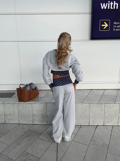 May sweatpants with polka dots - Grey/navy/white