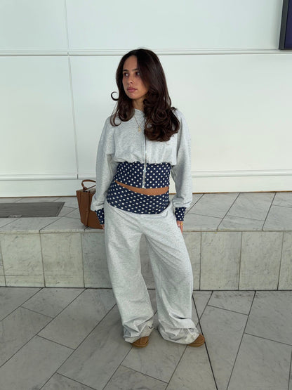 May sweatpants with polka dots - Grey/navy/white