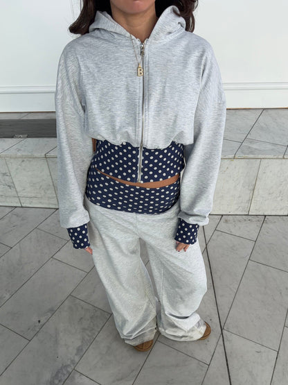 May sweatpants with polka dots - Grey/navy/white